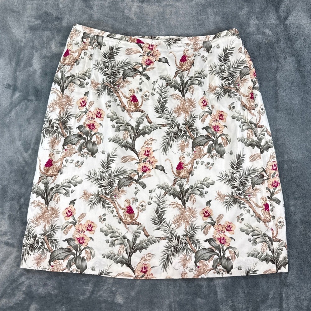 Talbots Floral Midi Skirt in White, Pink, Green, Tan